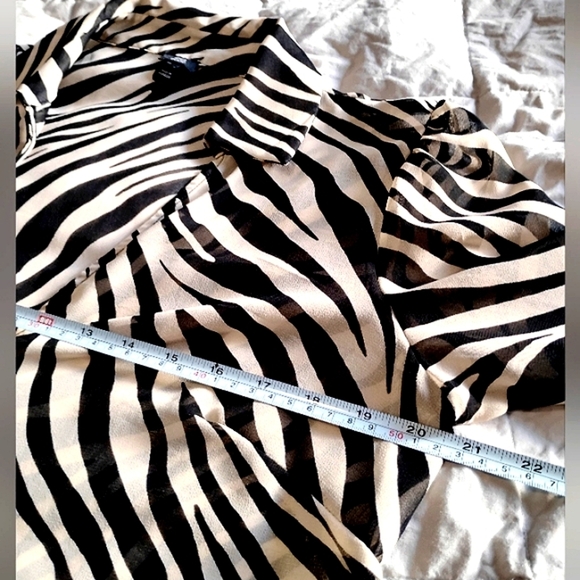 River Island Zebra Print Sheer Long Sleeve Top - Picture 7 of 11